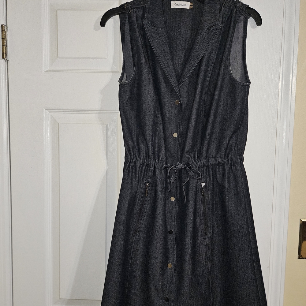 Calvin Klein Charcoal Sleeveless Button-Down Dress